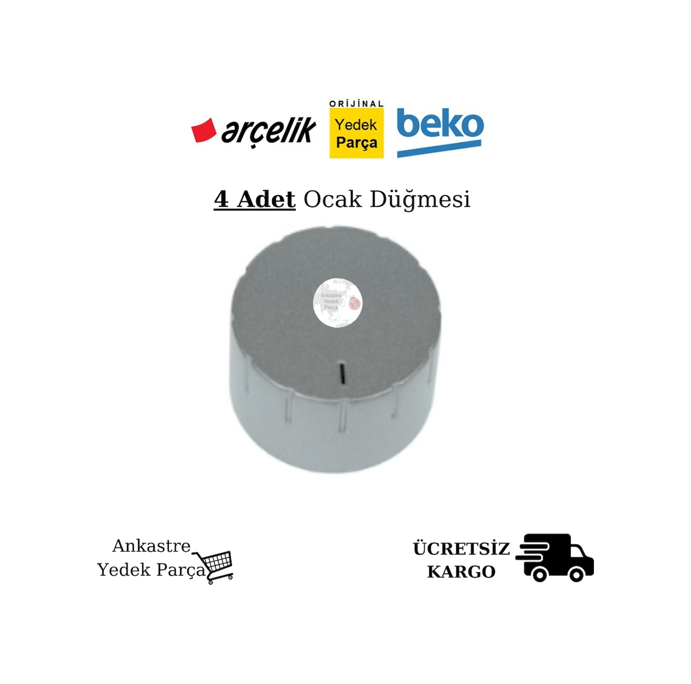 IMG-2234929240176309055.jpg Arçelik Uyumlu Ocak Düğme 4 Adet Yedek Parça - 422385372 5 Li Düğme Seti - Görsel 1